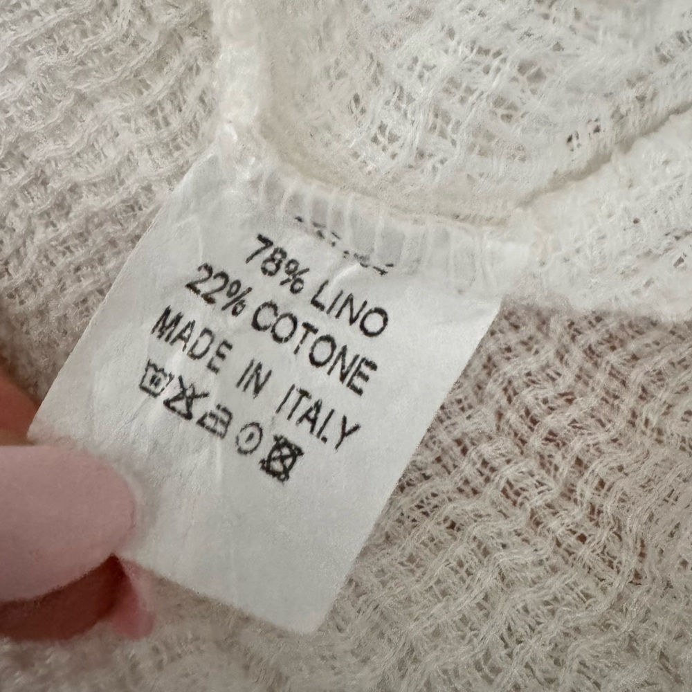 Catwalk Studio Womens White Linen Shirt Relaxed High Low 3/4 Sleeve Crinkle Top - Picture 5 of 5